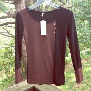 Long Sleeve Top with Button Accents